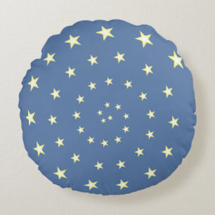 Elegante Sterne spiralisieren auf wundersamem Blau Rundes Kissen