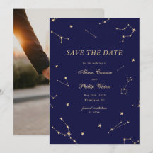 Elegante Sternenbild Blaue Und Goldene Hochzeit
