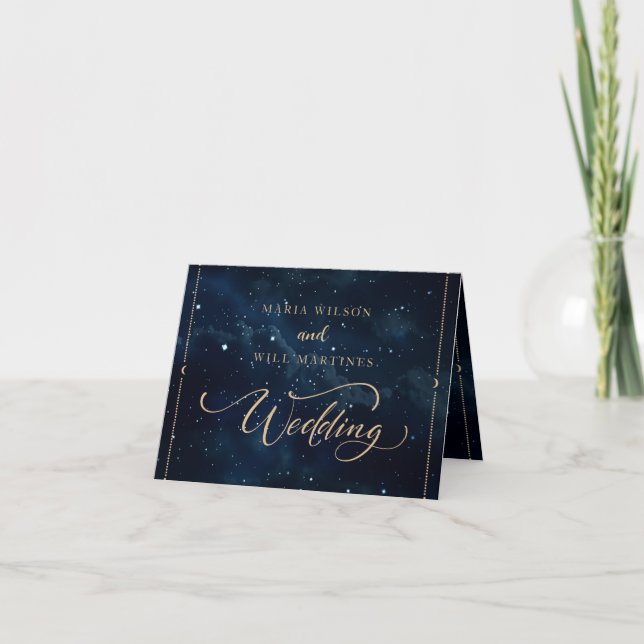Elegante Sternennacht Hochzeit Celestial Wedding Dankeskarte (Vorderseite)