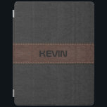Elegante Stickereien aus schwarzem und braunem Led iPad Hülle<br><div class="desc">Elegantes Bild aus schwarz und braun geheftetem Leder mit individualisierbarem Monogramm.</div>
