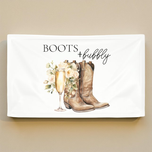 Elegante Stiefel und Bubbly Wester-Brautparty Banner (Von Creator hochgeladen)