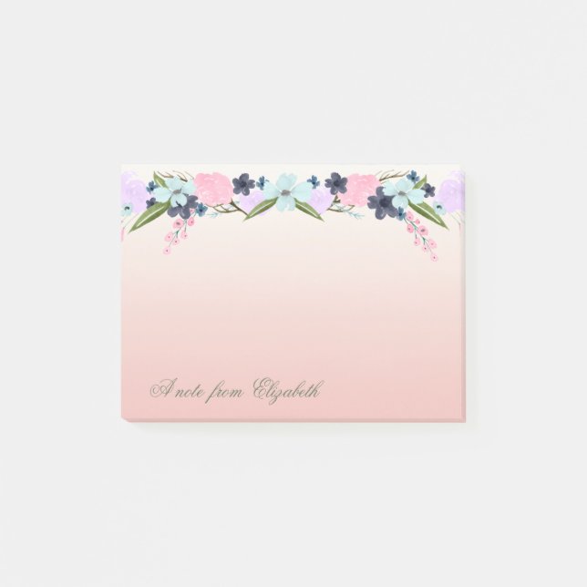 Elegante Stilmädchen , Aquarellfarben-Blume Post-it Klebezettel (Vorderseite)