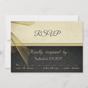 Elegante, stilvolle Black Damask Wedding RSVP Card Einladung
