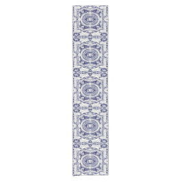 Elegante, stilvolle blaue Barockdekorationen der M Kurzer Tischläufer