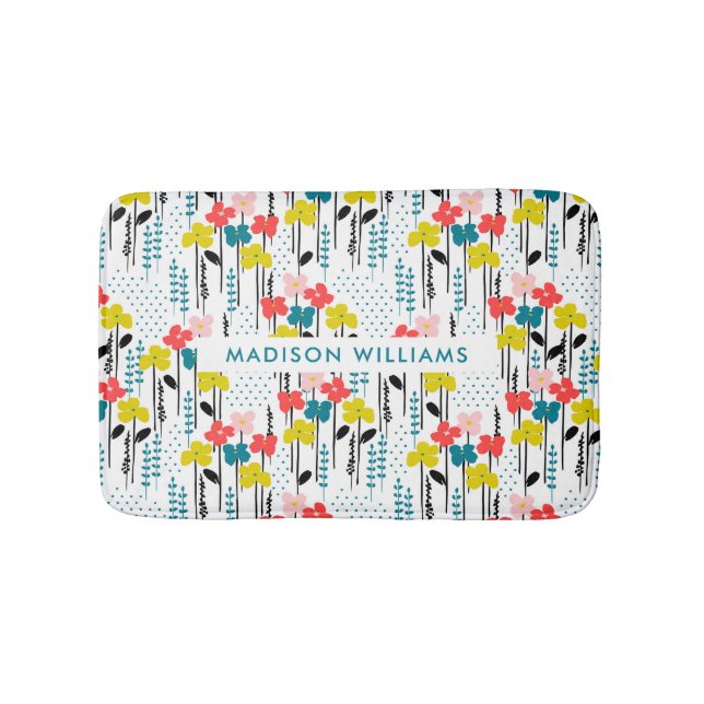 Elegante stilvolle Blume Minimalistisch Bath Mat Badematte (Vorderseite)