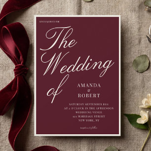 Elegante, stilvolle Burgunder-Hochzeit im Stil des Einladung