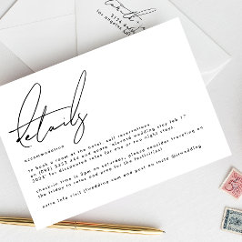 Elegante, stilvolle Details zum White Black Weddin Begleitkarte