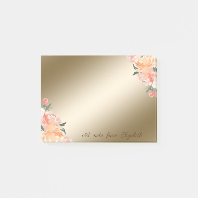 Elegante Stilvolle, Girly, Aquarellfarben-Blume Post-it Klebezettel (Vorderseite)