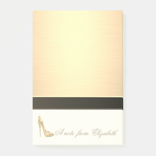 Elegante, stilvolle Girly, Imitate Gold, High Heel Post-it Klebezettel (Vorderseite)