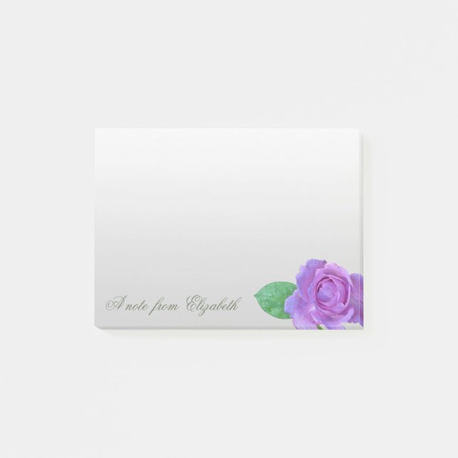 Elegante, stilvolle Girly, Lila Rose Post-it Klebezettel (Vorderseite)