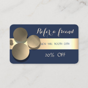 Elegante stilvolle Glamour Blue,Dots Referrer Card Empfehlungskarte