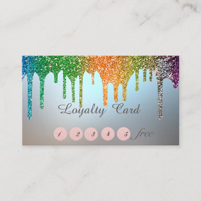Elegante stilvolle,Glitzer Tropfens Loyalty Card Treuekarte (Vorderseite)