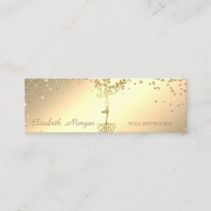 Elegante stilvolle goldene Diamant-Baum-Silhouette Mini Visitenkarte