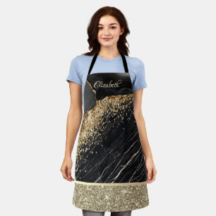 Elegante stilvolle goldene Glitter-Pailletten schw Schürze