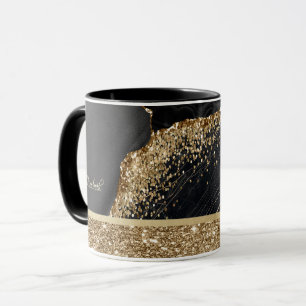 Elegante stilvolle goldene Glitter-Pailletten schw Tasse