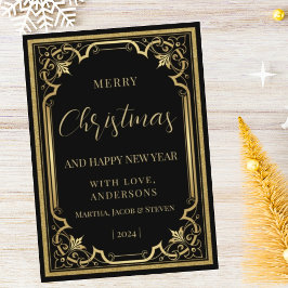 Elegante stilvolle goldene Weihnachtskarte Feiertagskarte
