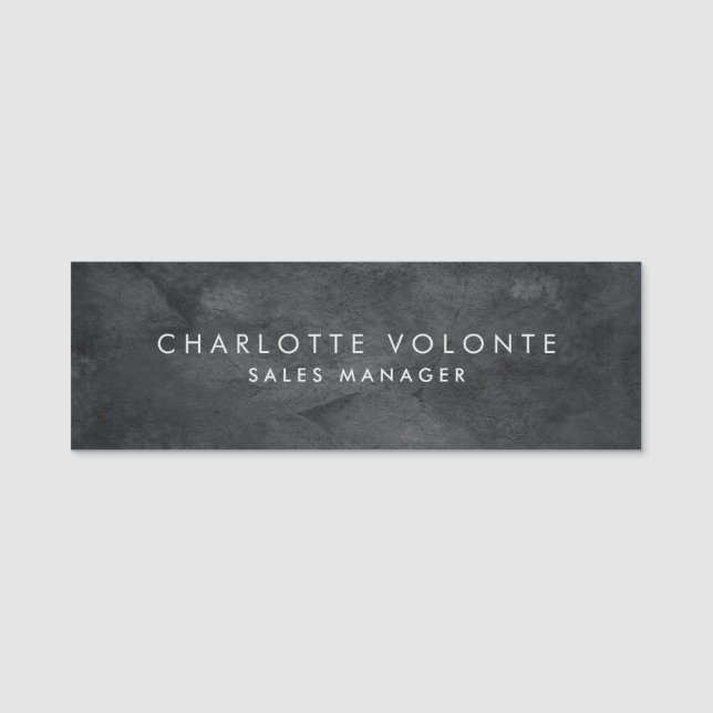 Elegante Stilvolle Grau Berufliche Kunst Namensschild (Vorderseite)