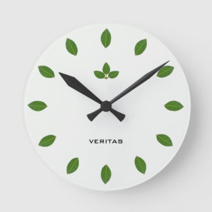 Elegante stilvolle grüne Blätter des Lorbeerbaums Runde Wanduhr