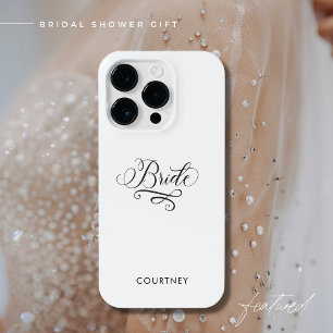 Elegante stilvolle Kalligrafie Schwarz-Weiß-Braut iPhone 14 Pro Hülle