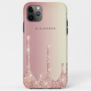 Elegante, stilvolle Kupfergold-Rose-Glitzer-Tropfe Case-Mate iPhone Hülle