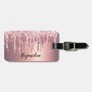 Elegante, stilvolle Kupfergold-Rose-Glitzer-Tropfe Gepäckanhänger
