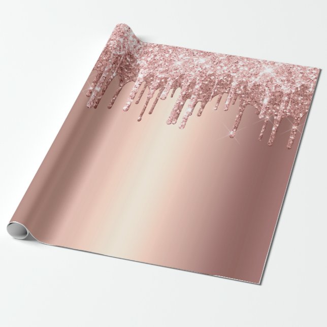 Elegante, stilvolle Kupfergold-Rose-Glitzer-Tropfe Geschenkpapier (Ungerollt)