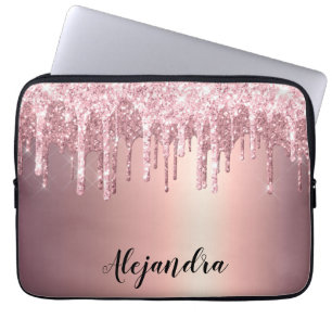 Elegante, stilvolle Kupfergold-Rose-Glitzer-Tropfe Laptopschutzhülle