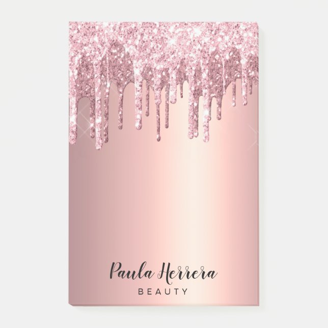 Elegante, stilvolle Kupfergold-Rose-Glitzer-Tropfe Post-it Klebezettel (Vorderseite)