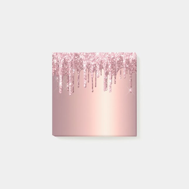 Elegante, stilvolle Kupfergold-Rose-Glitzer-Tropfe Post-it Klebezettel (Vorderseite)
