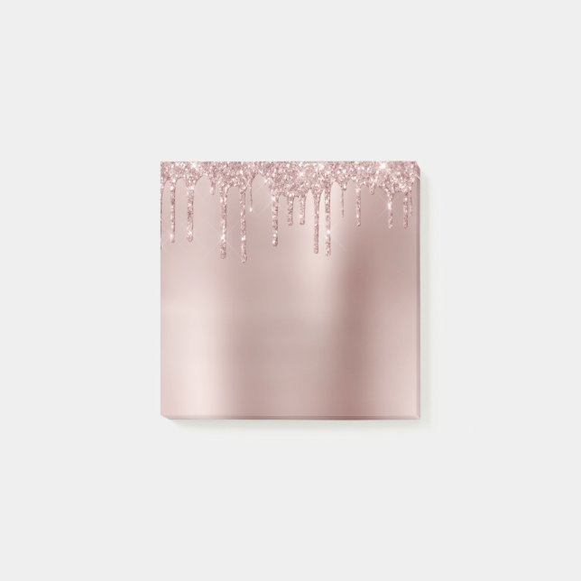 Elegante, stilvolle Kupfergold-Rose-Glitzer-Tropfe Post-it Klebezettel (Vorderseite)