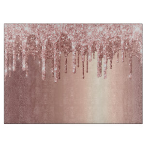 Elegante, stilvolle Kupfergold-Rose-Glitzer-Tropfe Schneidebrett