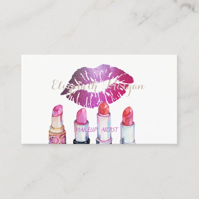 Elegante stilvolle Lipsticks, Glitterie Lippen Visitenkarte (Vorderseite)