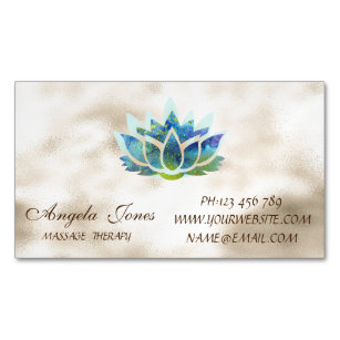 Elegante stilvolle Modern Gold, Blue Lotus Blume Magnetische Visitenkarte