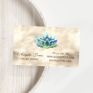 Elegante stilvolle Modern Gold, Blue Lotus Blume Magnetische Visitenkarte