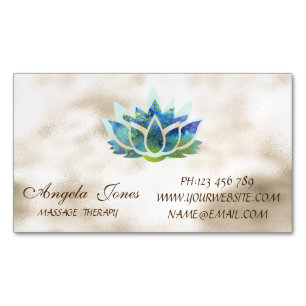 Elegante stilvolle moderne goldene blaue Lotusblum Magnetische Visitenkarte