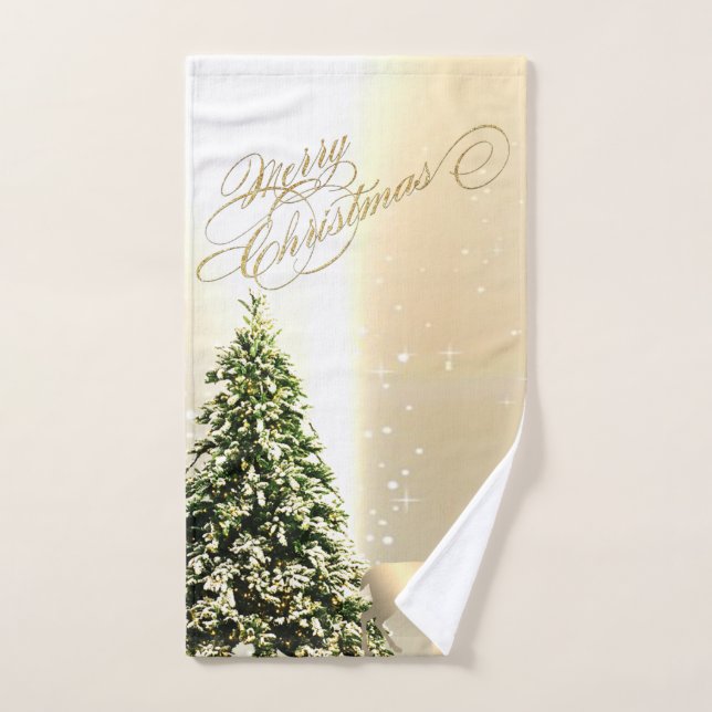 Elegante, stilvolle Pinienbäume, Weihnachtsmann Badhandtuch Set (Handtuch)