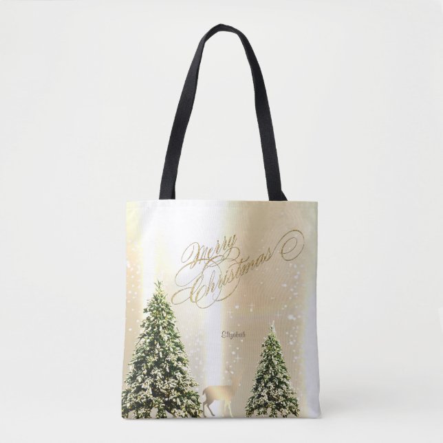 Elegante, stilvolle Pinienbäume, Weihnachtsmann Tasche (Vorderseite)