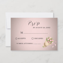 Elegante stilvolle Pink Tulips Bouquet Wedding RSVP Karte