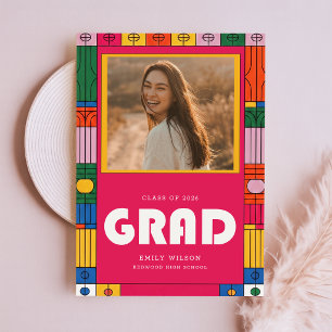 Elegante stilvolle Retro-Schrift Graduierten-Foto Dankeskarte