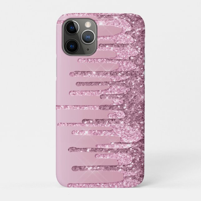 Elegante stilvolle Rosa Rosa Gold Glitzer Tropfen Case-Mate iPhone Hülle (Rückseite)