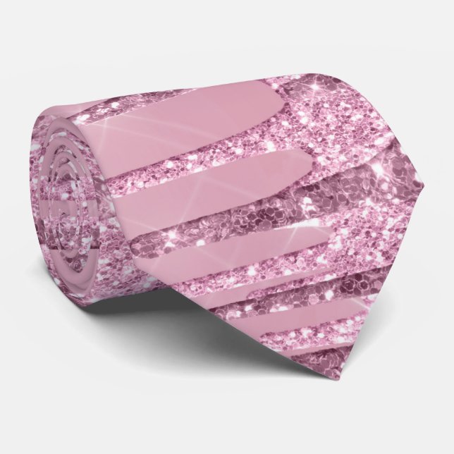 Elegante stilvolle Rosa Rosa Gold Glitzer Tropfen Krawatte (Gerollt)