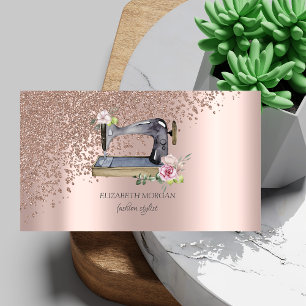 Elegante stilvolle Rose Gold Diamanten Nähmaschine Visitenkarte