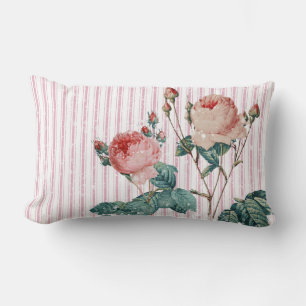 Elegante stilvolle Rose Pink French Ticking Stripe Lendenkissen