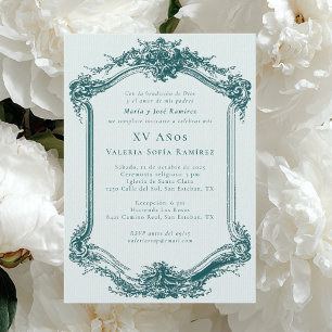 Elegante stilvolle Smaragd-Quinceañera 15. Geburts Einladung
