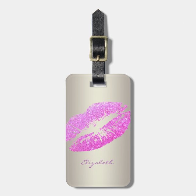 Elegante Stilvolle Stilelemente - Glitterie Lippen Gepäckanhänger (Vorderseite vertikal)