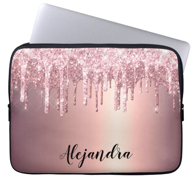 Elegante stilvolle Tropfen aus Kupfergold-Rose Laptopschutzhülle (Vorderseite)