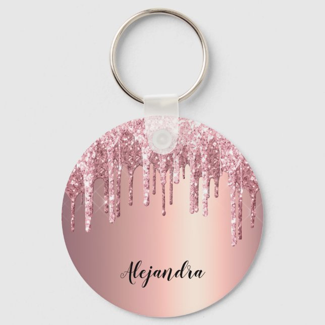 Elegante stilvolle Tropfen aus Kupfergold-Rose Schlüsselanhänger (Vorderseite)