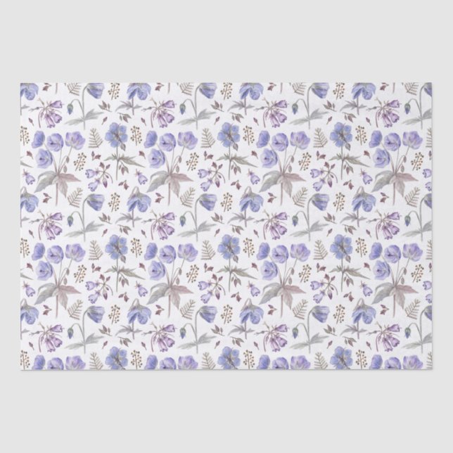 Elegante Stilvolle Wasserfarbe Lila Wildblume Seidenpapier (Vorderseite)