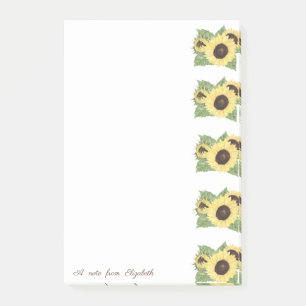Elegante stilvolle Wasserfarbe Sonnenblumen  Post-it Klebezettel