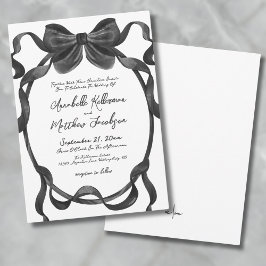 Elegante stilvolle Watercolor Black Bow Wedding Einladung